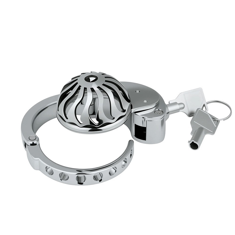 Men Metal Chastity Cage Lock Penis Lock Adjustable Chastity Ring