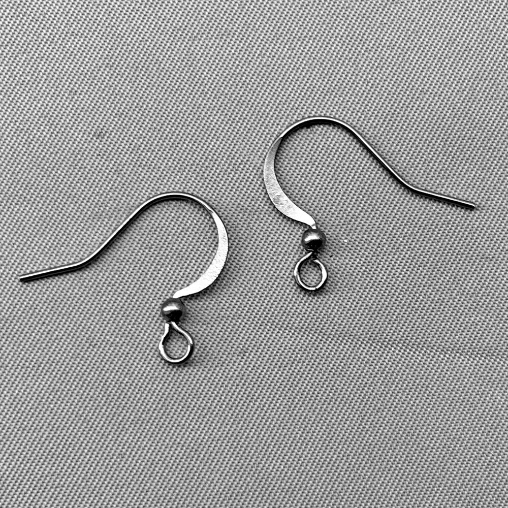 French Hook Flat Ball Earwires 16x18mm Gunmetal Plated Alloy Q50 Pair Per Pkg
