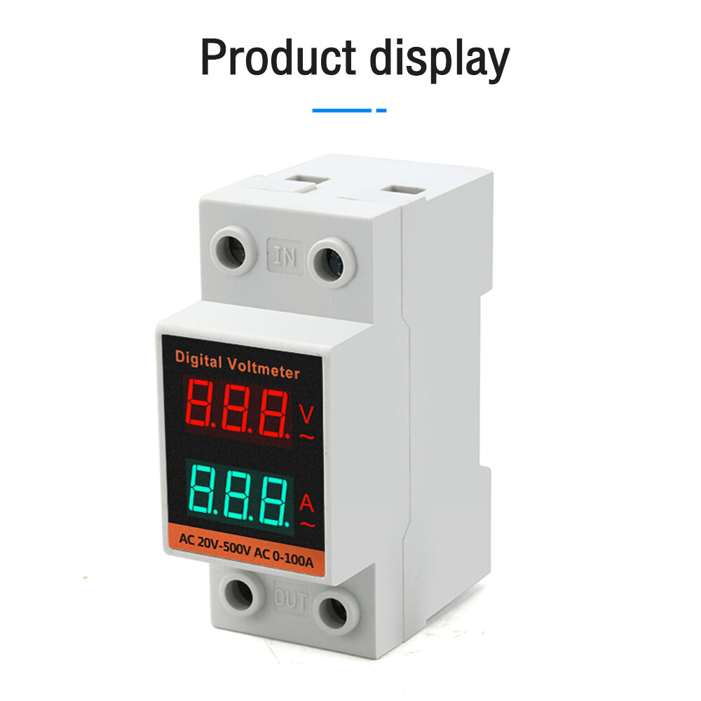 Din Rail LCD Digital Voltmeter Ammeter Electricity Meter AC 60-500V 0.00-99.9A