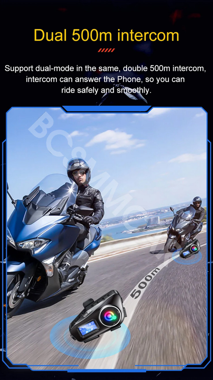 Motorcycle Helmet Intercom Bluetooth Headset Earphone For Android/iOS/HarmonyOS