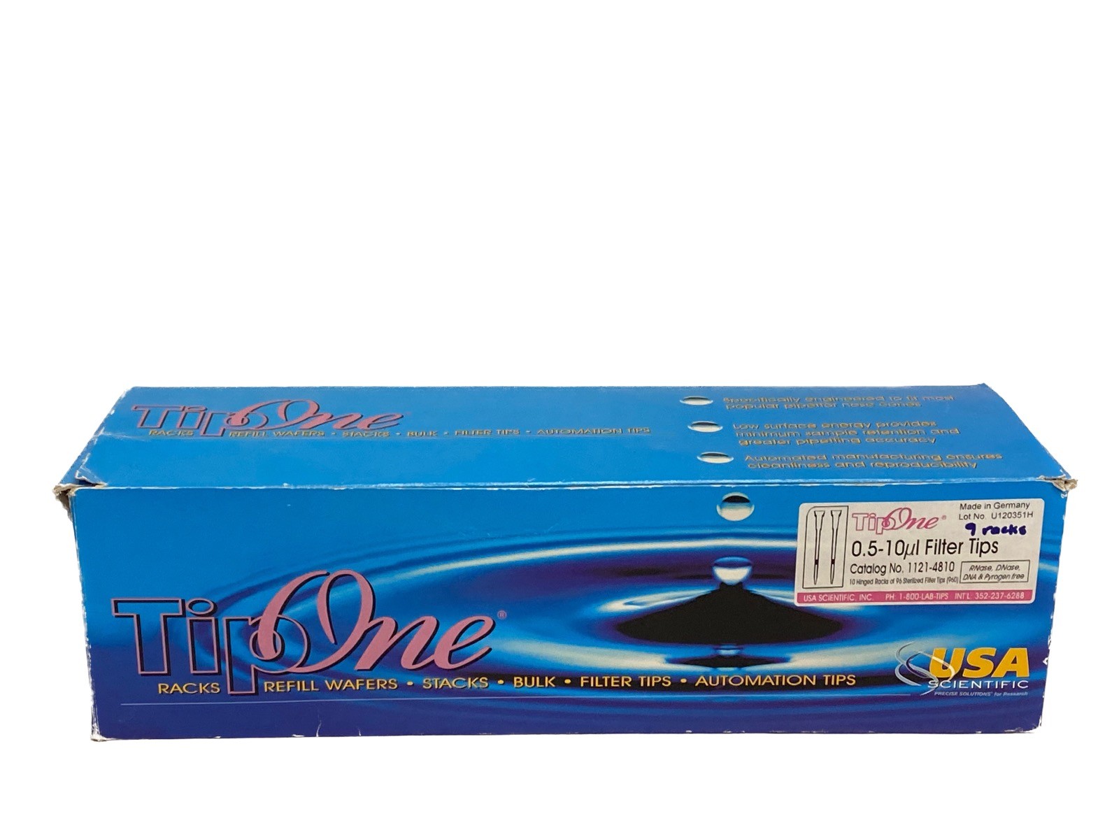 (864) USA TipOne 10uL Graduated Filter Pipette Tip Racks 9x96 1121-4810