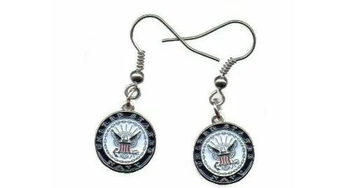 U.S. Navy Logo Round Dangle Earrings