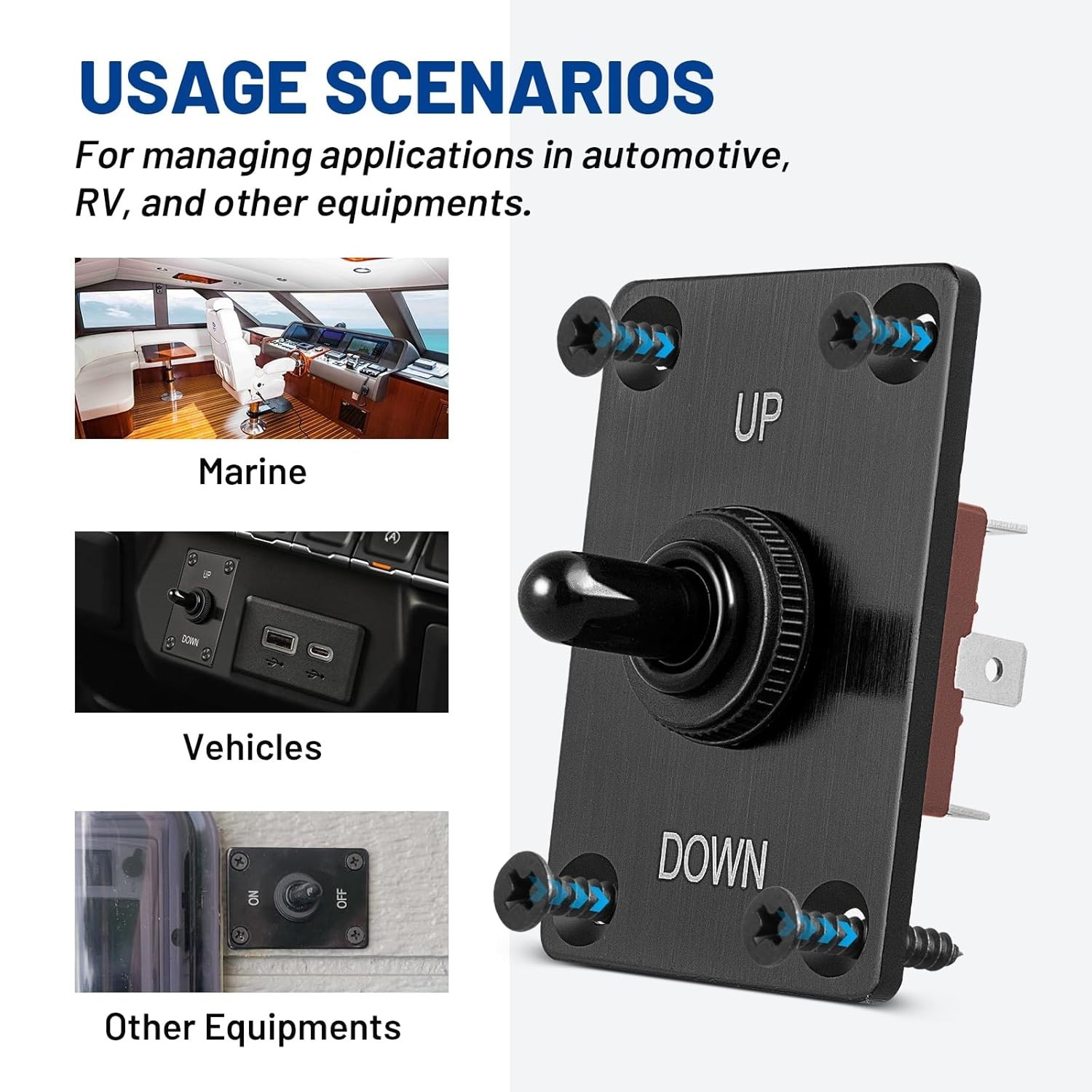 Marine Toggle Switch Heavy Duty 3 Pin Control Trim Switch Up Down with Waterproo
