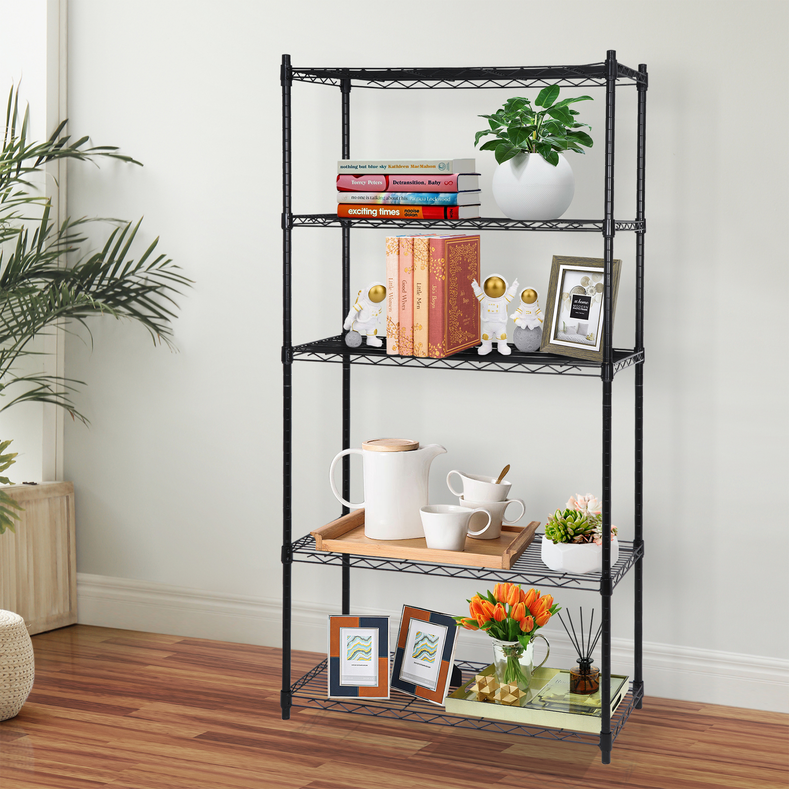 5 Tiers Wire Shelving Unit Rack Large Space Adjustable Storage Shelves Kitchen