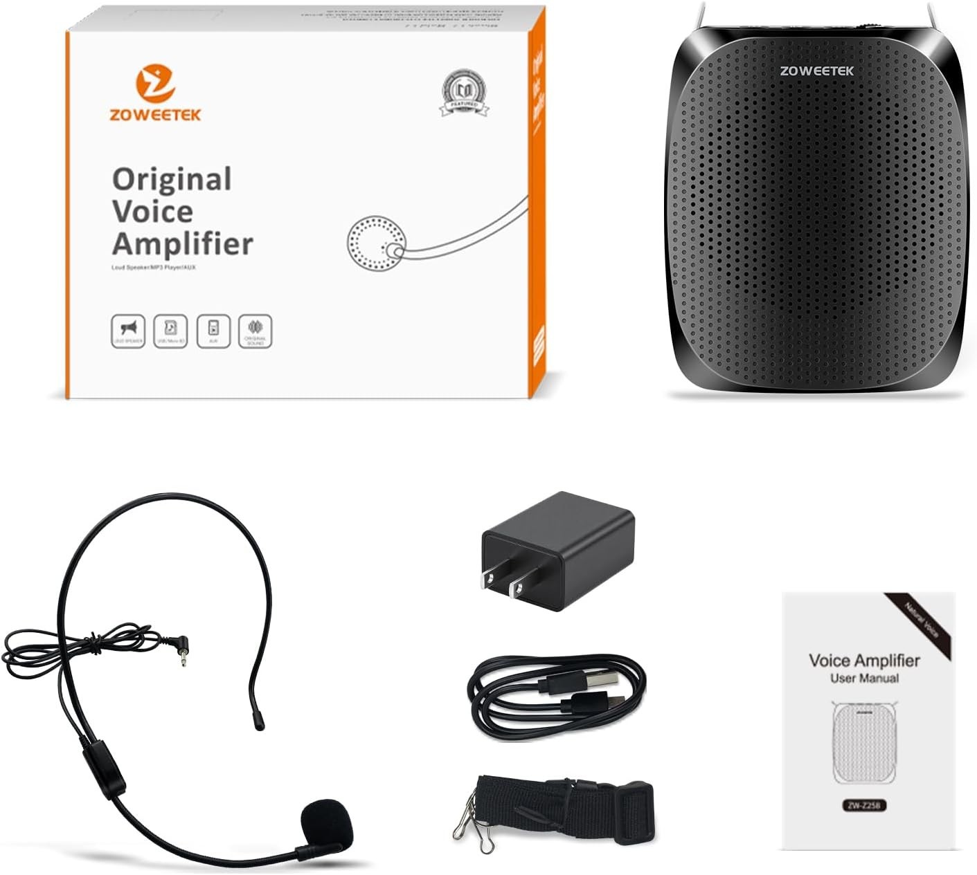 Portable Voice Amplifier with Wired Microphone Headset