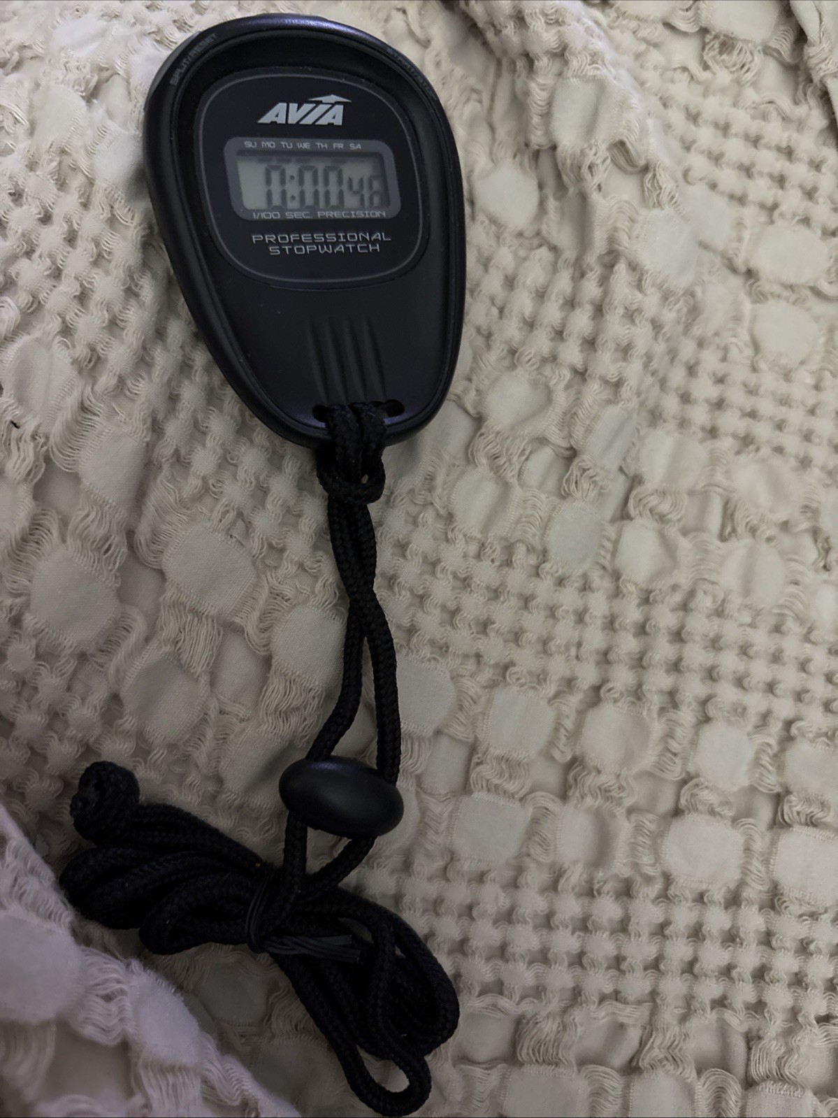 Avia Programmable Digital Stopwatch with Lanyard and Alarm Function, Black