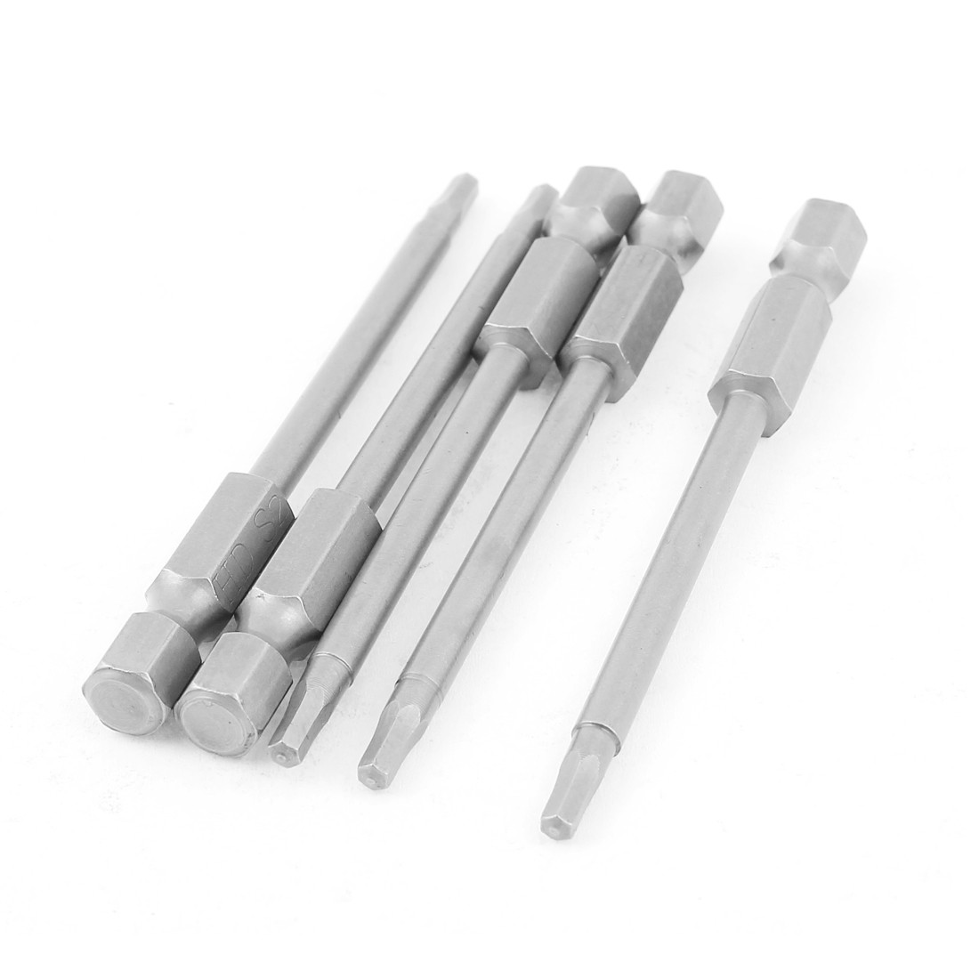 5pcs 1/4" Hex Shank 2.5mm Hexagon Head Magnetic Screwdriver Bits 75mm Length