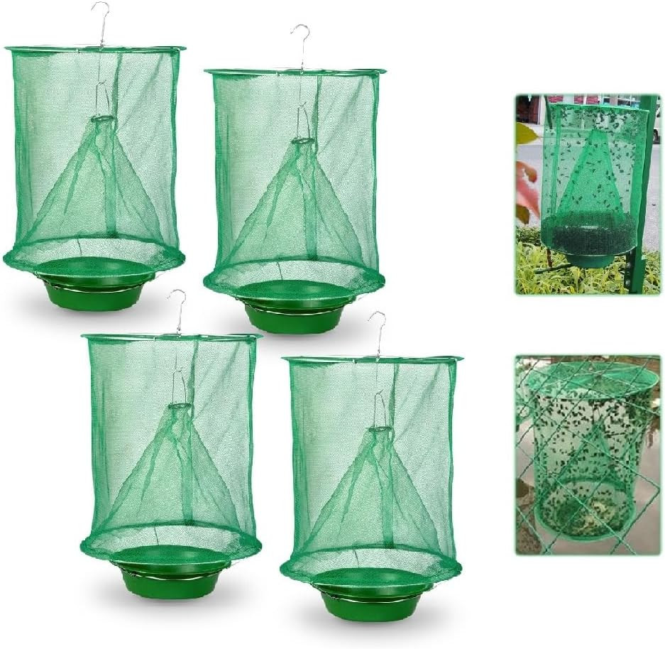 4 Pack Fly Trap Fly Traps Outdoor Hanging, Fly Catcher Killer Hunter Cage Contro