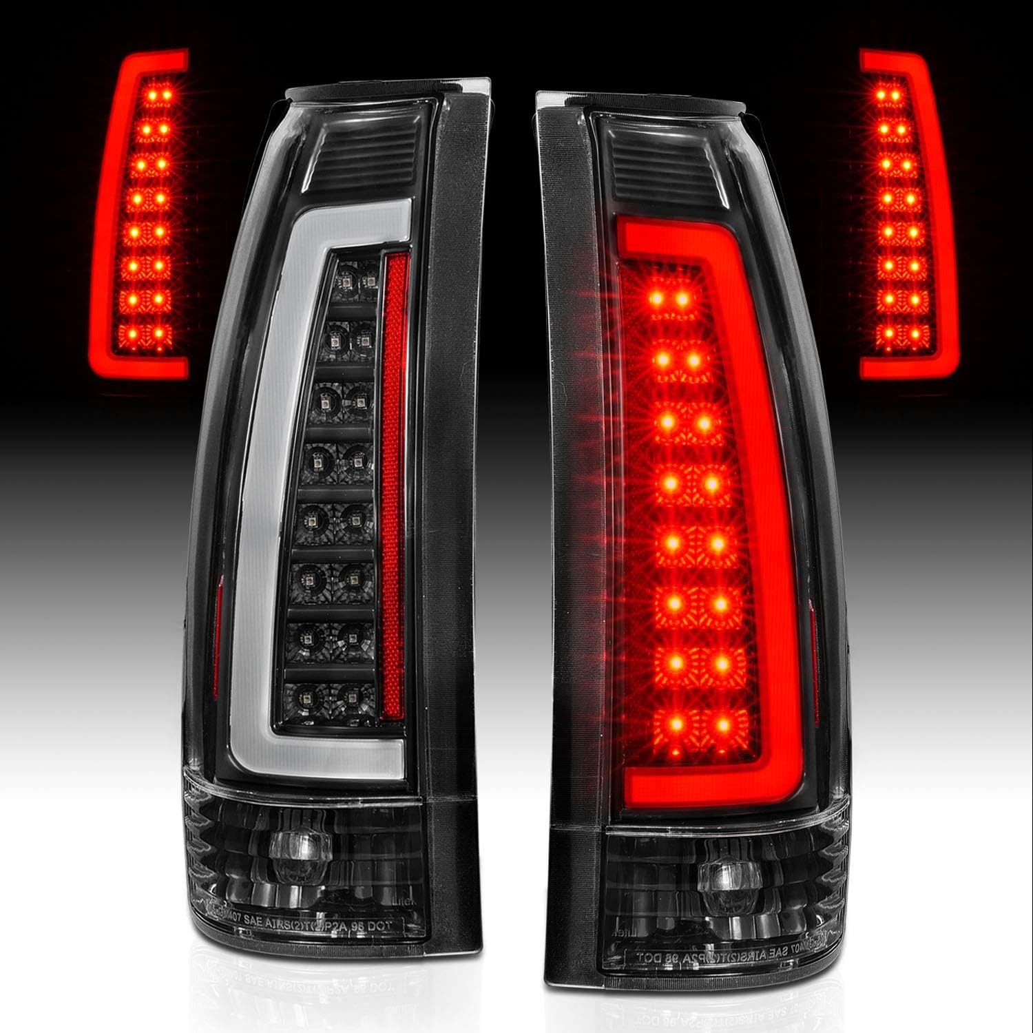 Chevy C/K Silverado 1988-99 LED Tail Lights Matte Black Tube Style Pair