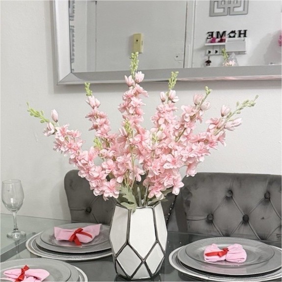 Modern Glass Dining Table Set with Gray Velvet Chairs