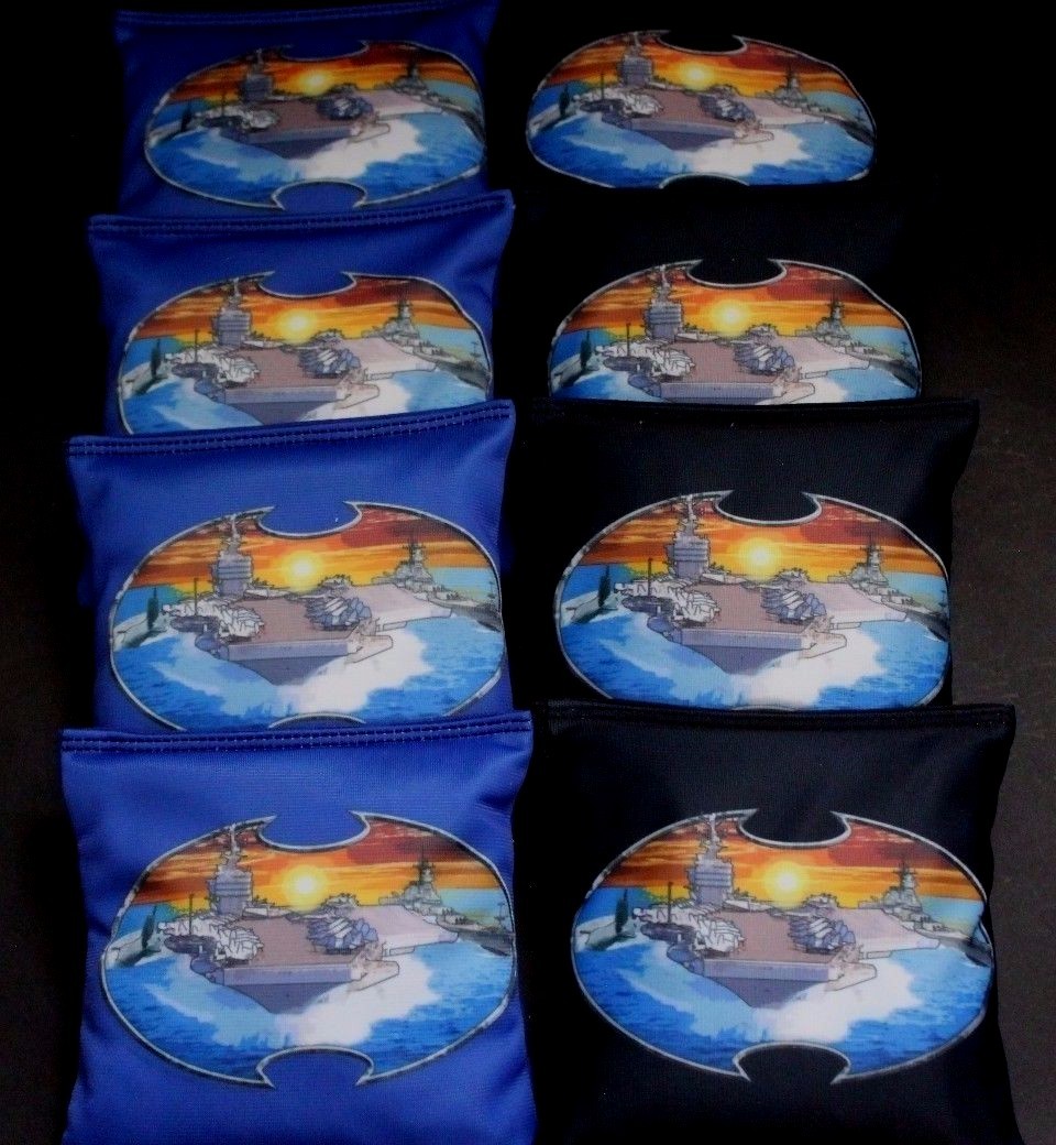 US NAVAL MILITARY AIRCRAFT CARRIER SHIP 8 ACA Regulation Cornhole Bean Bags B237
