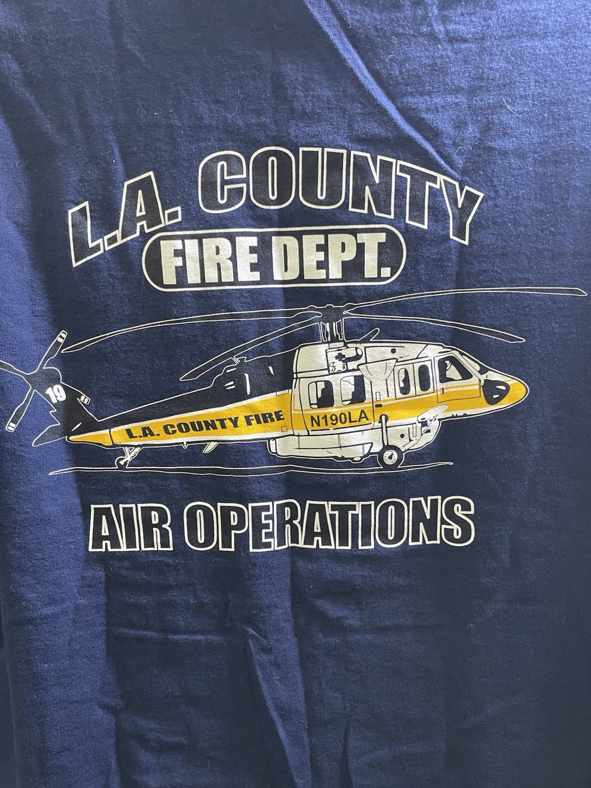 LA County Fire Dept Air Operations Barton Heliport Helicopter T Shirt XL Gildan
