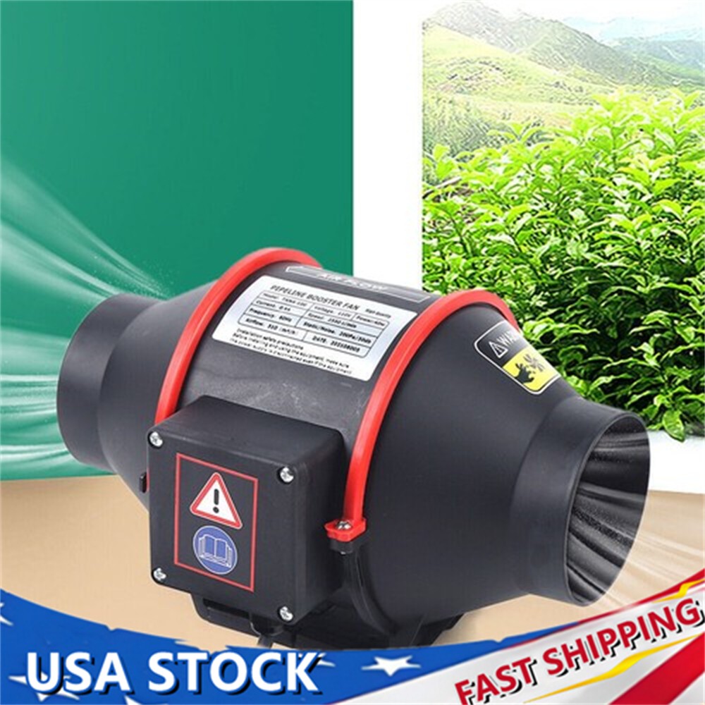 4'' 310 CFM Silent Exhaust Inline Duct Fan Ventilation Blower Fan Air Circulatio