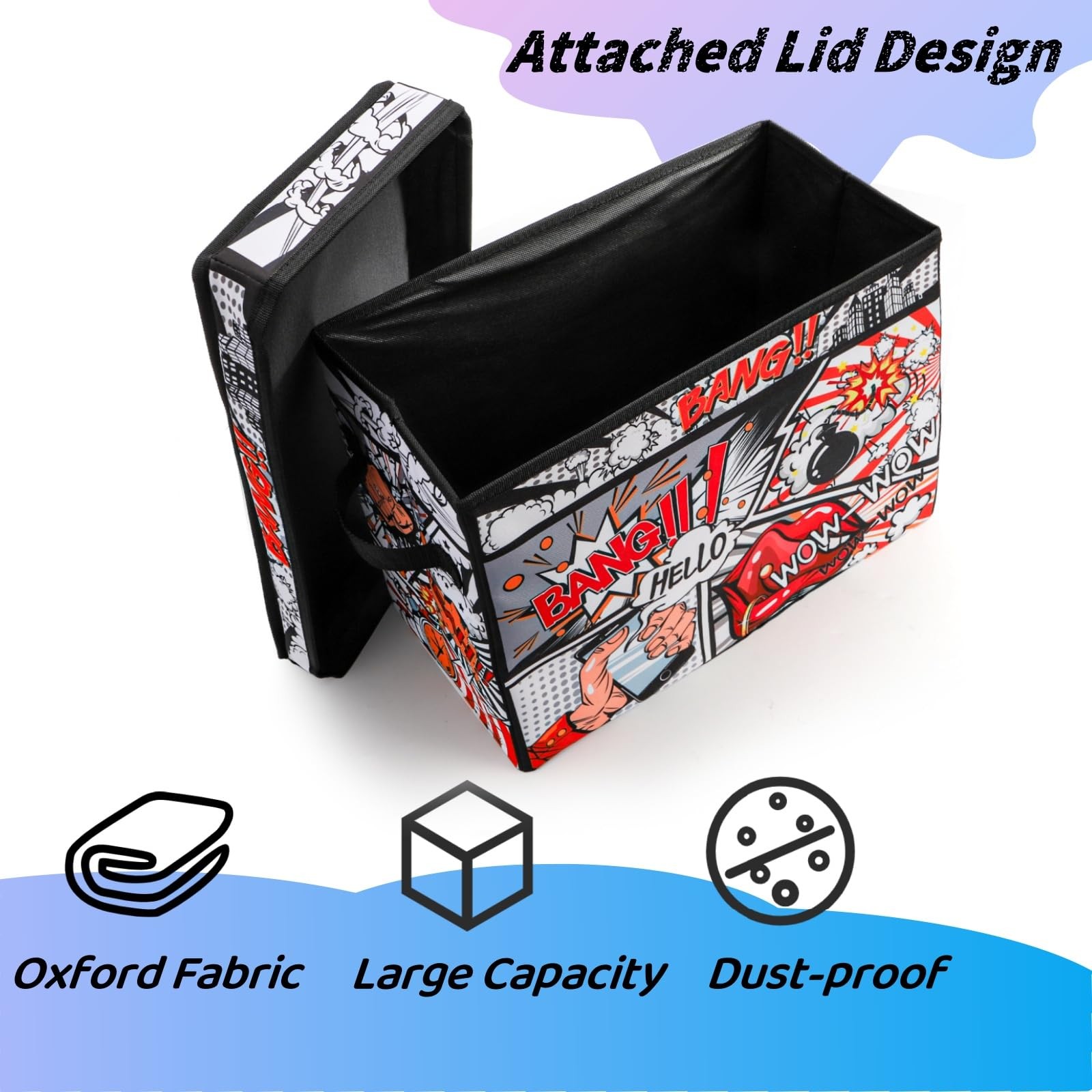 ELFULLY Comic Book Storage Box, 15.3" x 7.8" x 11.8" Large Large, Multicolor