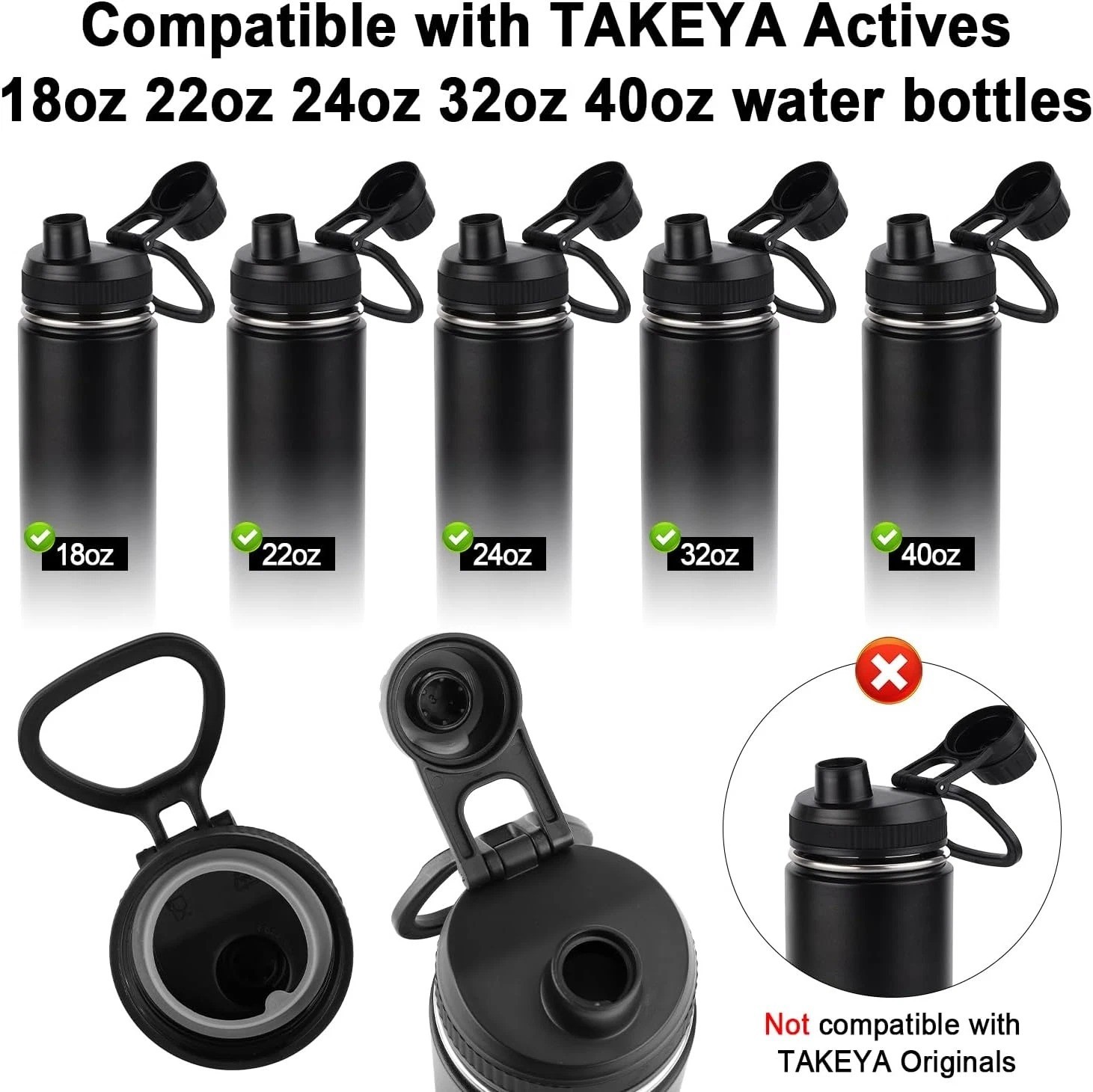 6Pcs Replacement Gaskets Compatible with TAKEYA Water Bottle, Leak-Proof Silicon