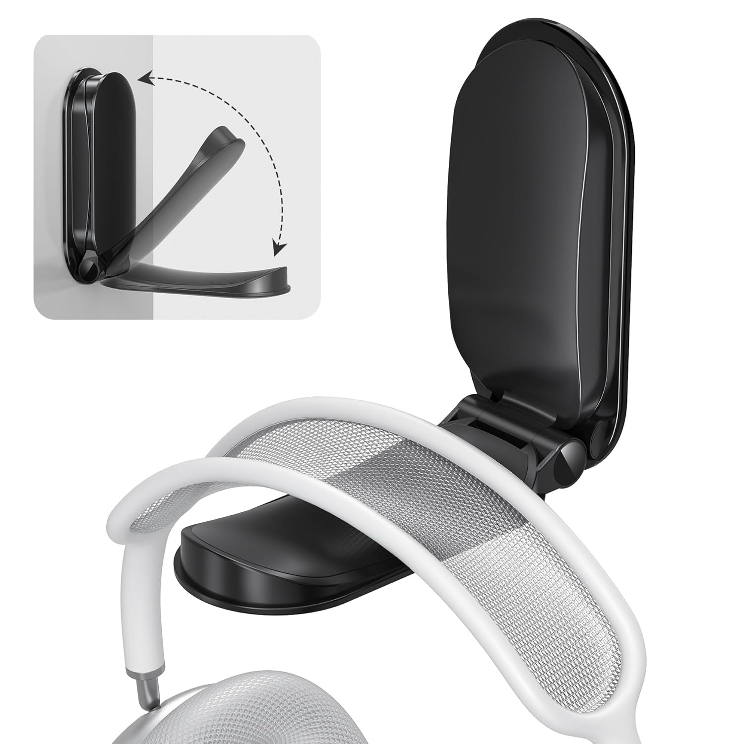 Headphone Hanger under Desk,Adhesive Wall Mount Headset Holder,1 Pack Foldable H