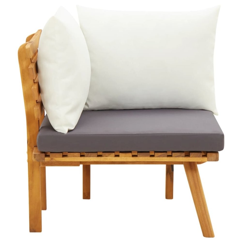 Garden Corner Sofa Natural, dark gray, white Solid acacia wood