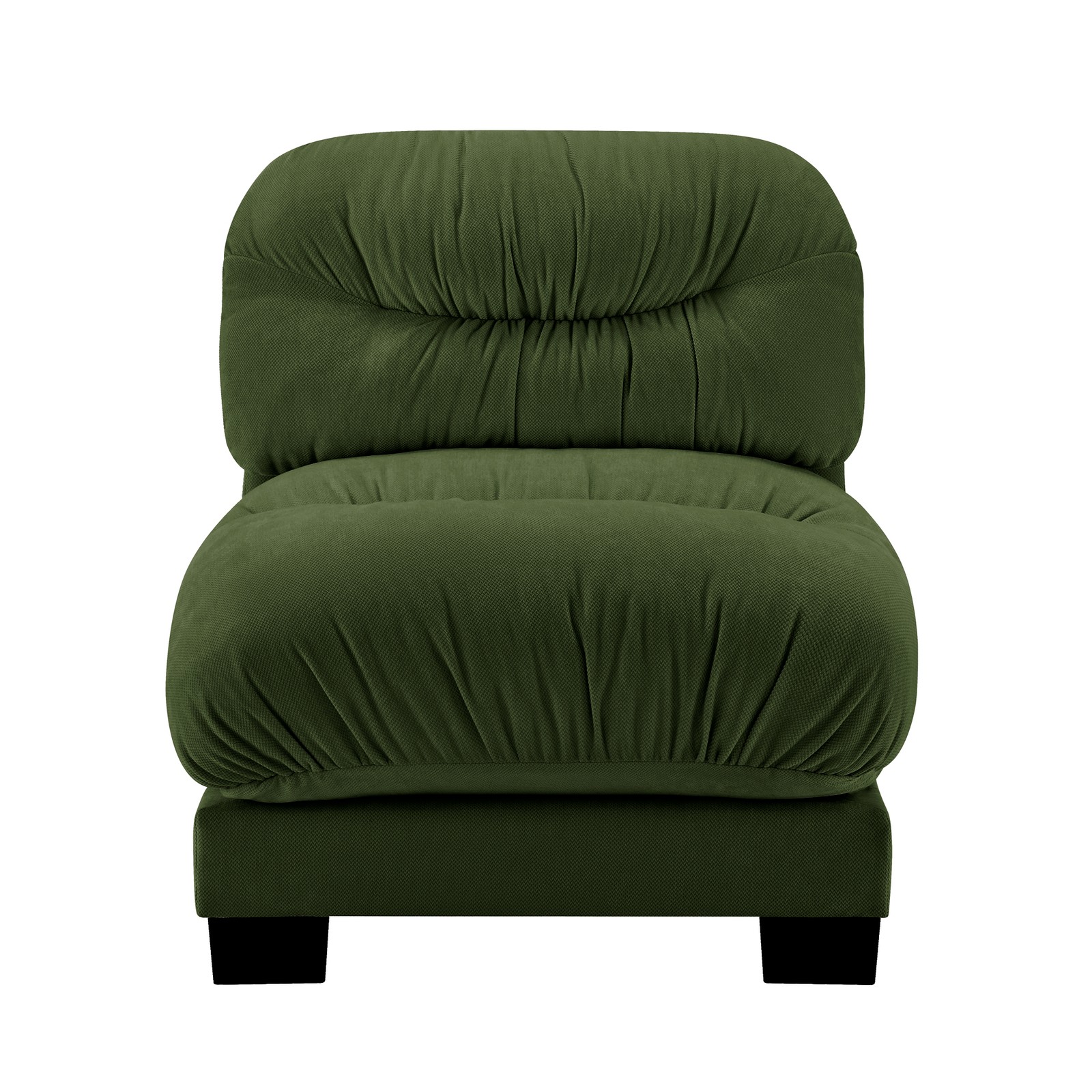 Modular Armless Sofa, Chenille Fabric Green, Ergonomic Plush Backrest