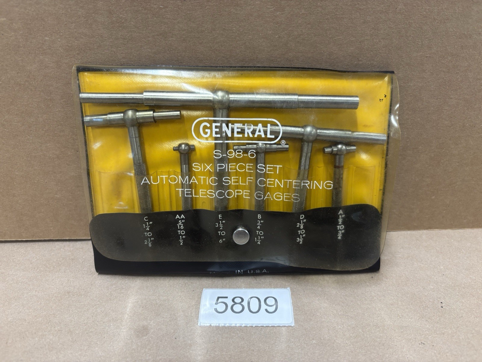 GENERAL S-98-6 TELESCOPE GAGE 6pc. SET, Made In USA