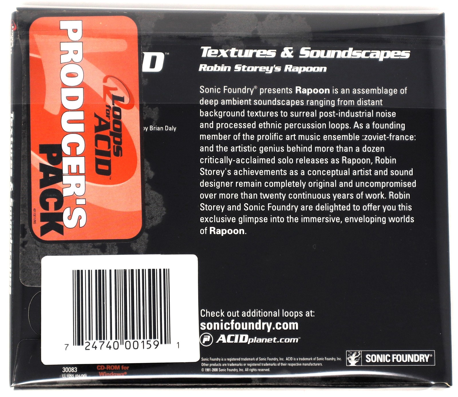 Sonic Foundry Robin Storey Rapoon Loop For Acid Sample/Sound Library/Sampling CD