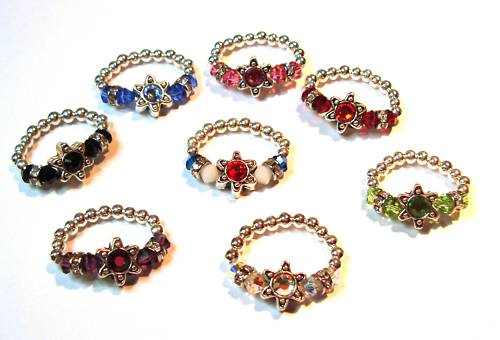 Swarovski Crystal stones & Sterling Silver STAR Toe Ring Handmade, Many Colors