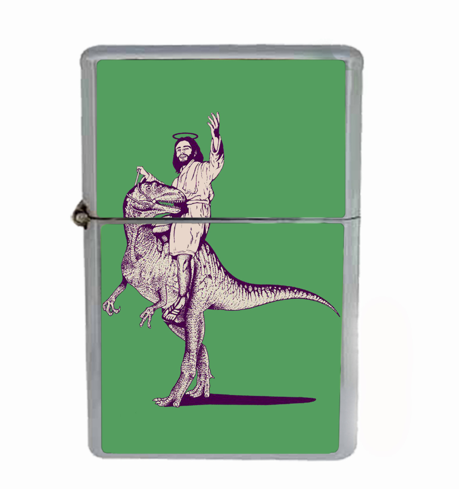 Jurassic Jesus Rs1 Flip Top Oil Lighter Wind Resistant