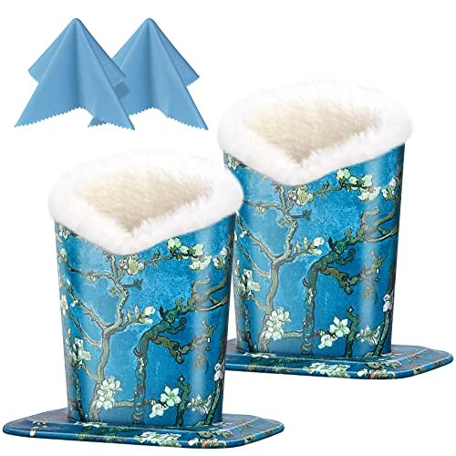 bvya 2 Pcs a Set, Plush Lined Leather Eyeglasses Holder Stand 2 Pcs #I