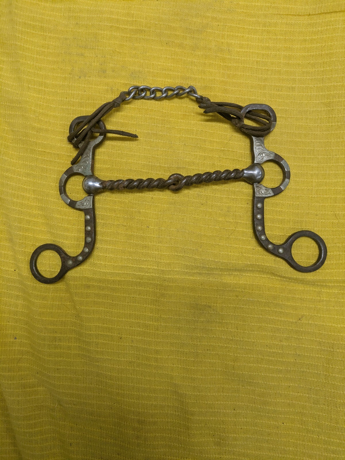 5" Horse Bit  Weaver Shank Bit Antique With Silver And Dots