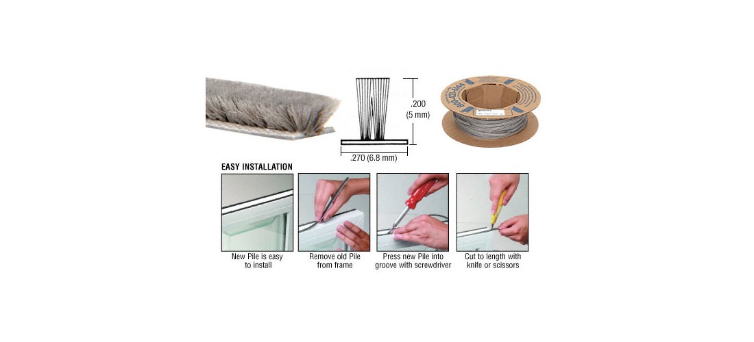 High Density Window Pile - 100' Roll .200 Pile Height; .270 Backing Width Gray