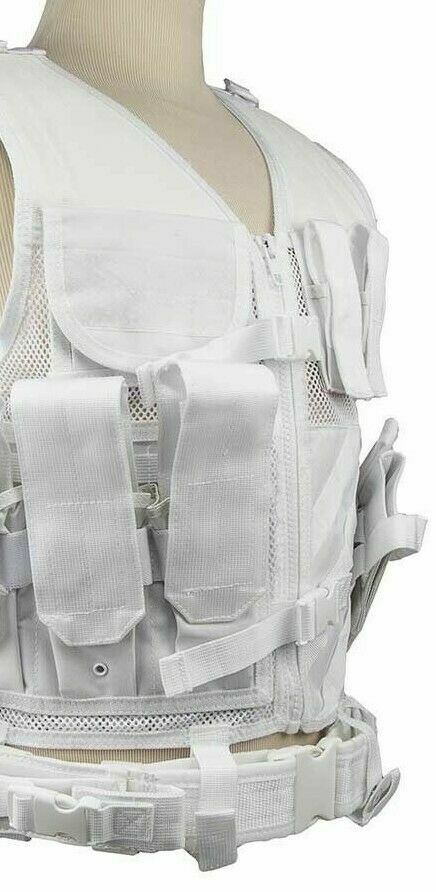 VISM Tactical Vest MED-2XL Crossdraw Tactical Shooting Rig Vest Duty Gear WHITE