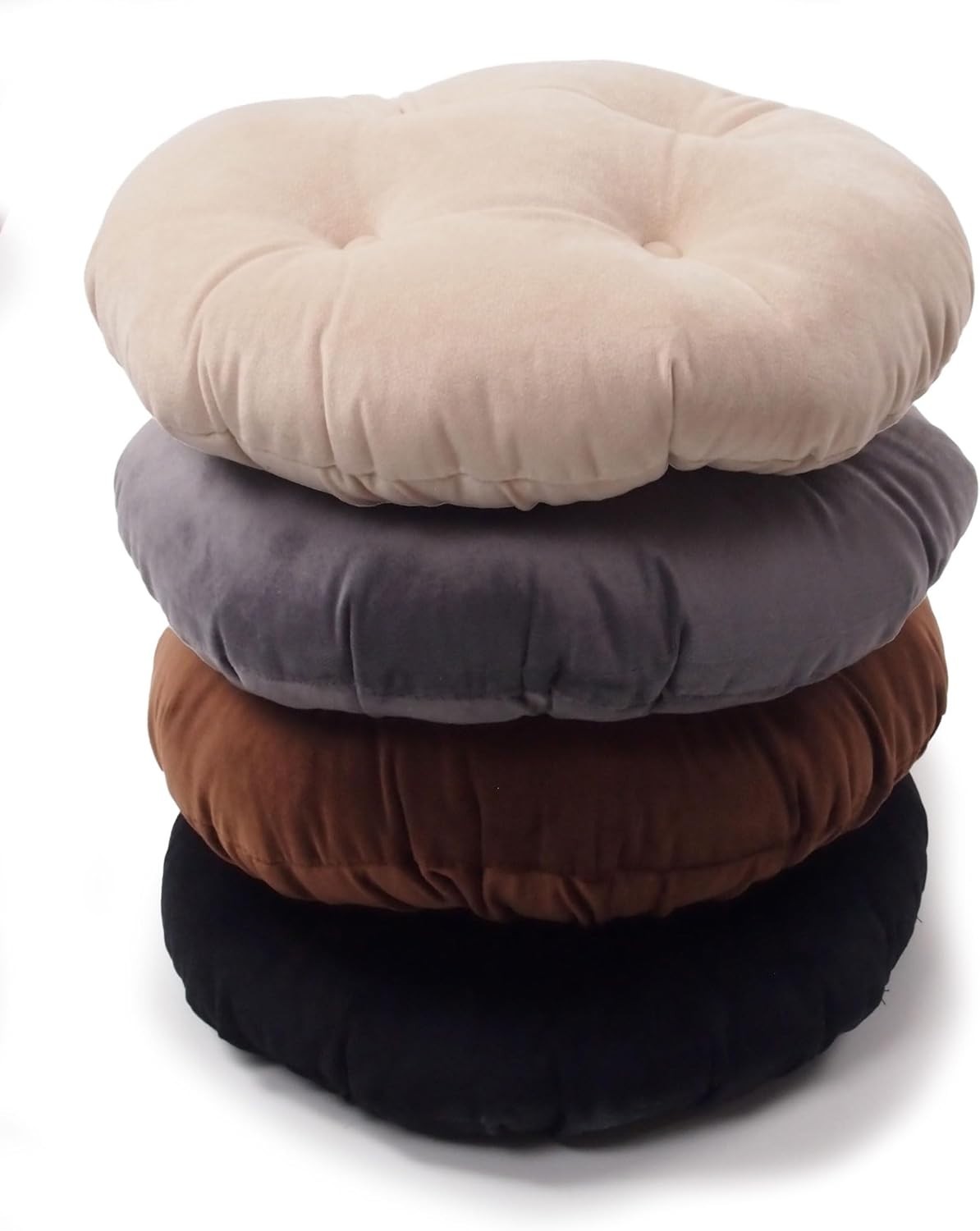 Soft Velvet 12" Round Stool Cushion with Non-Slip Backing - Machine Washable