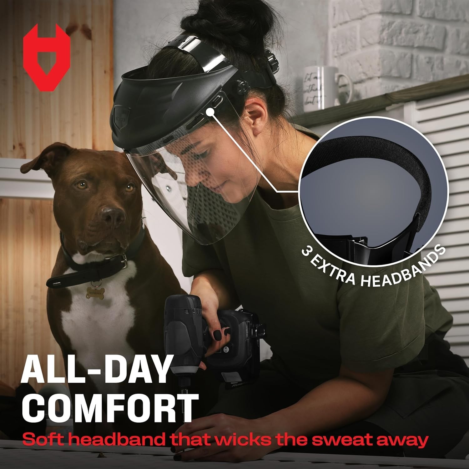 Clear Safety Face Shield for Work, Impact-Resistant, Adjustable