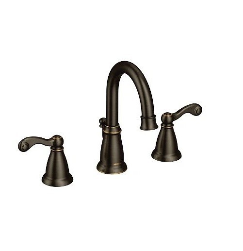 MOEN WS84004BRB MEDITERRANEAN BRONZE TWO HANDLE HIGH ARC BATHROOM SINK FAUCET
