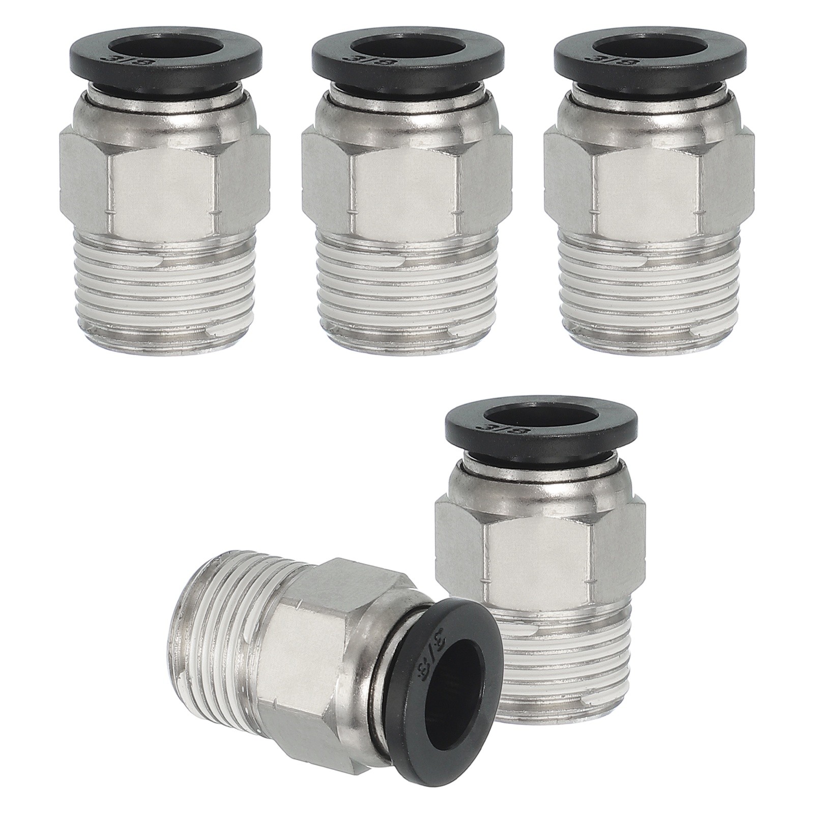 5 Pcs NPT Female 3/8" Tube OD x 3/8" NPT Thread Push to Connect Fittings, Black