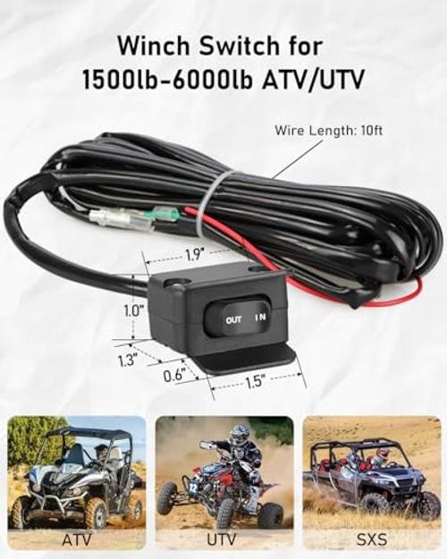 Belinous 12V ATV Winch Switch with Mounting Bracket, Handlebar Winch Black