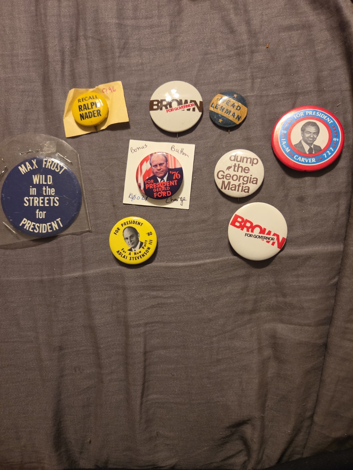 lot 9 Vintage Political Campaign Buttons Pins Pinbacks Presidential Local
