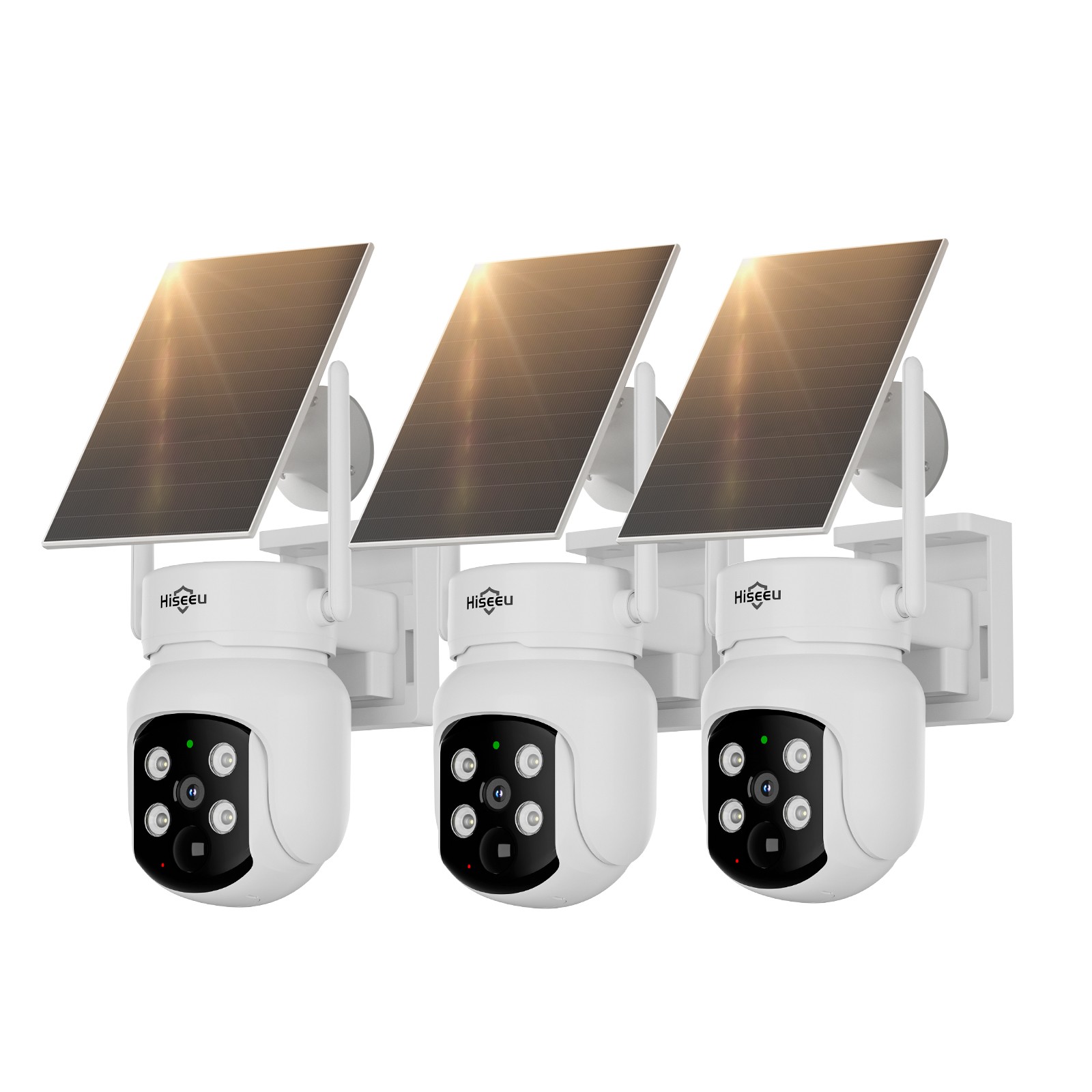 1~3PCS Hiseeu Solar Security Camera 4MP Wireless PTZ PIR Outdoor 8W Solar Panel