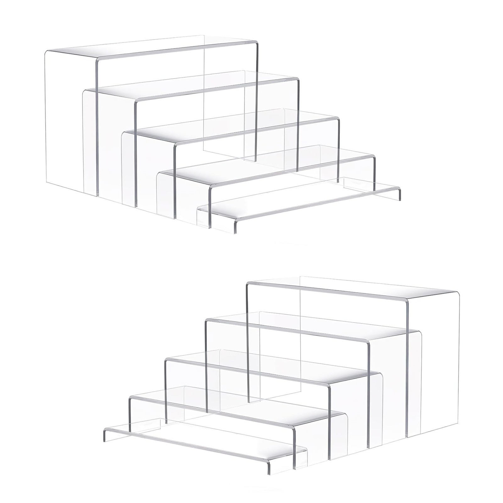 Goabroa 2 Sets 10 Pcs Clear Display Risers, Rectangular (7"-8"-9" L) Risers D...