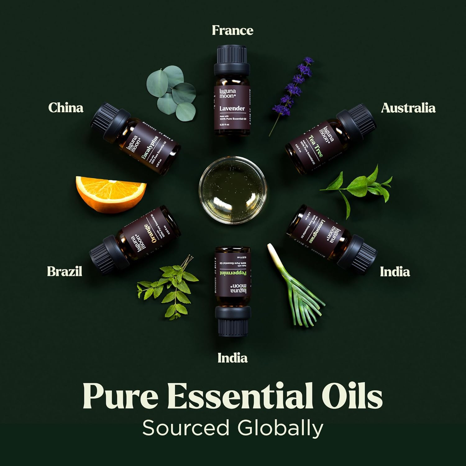 Lagunamoon Essential Oils Aromatherapy Set - 6 Oils for Diffusers, Home Care, Ca