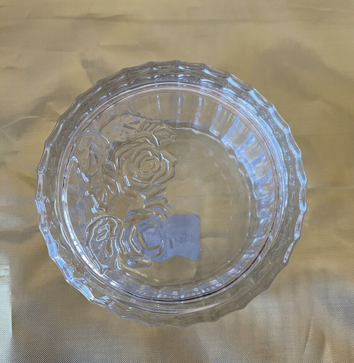 Mikasa Glass Floral Trinket Box With Lid 3.5" inches wide