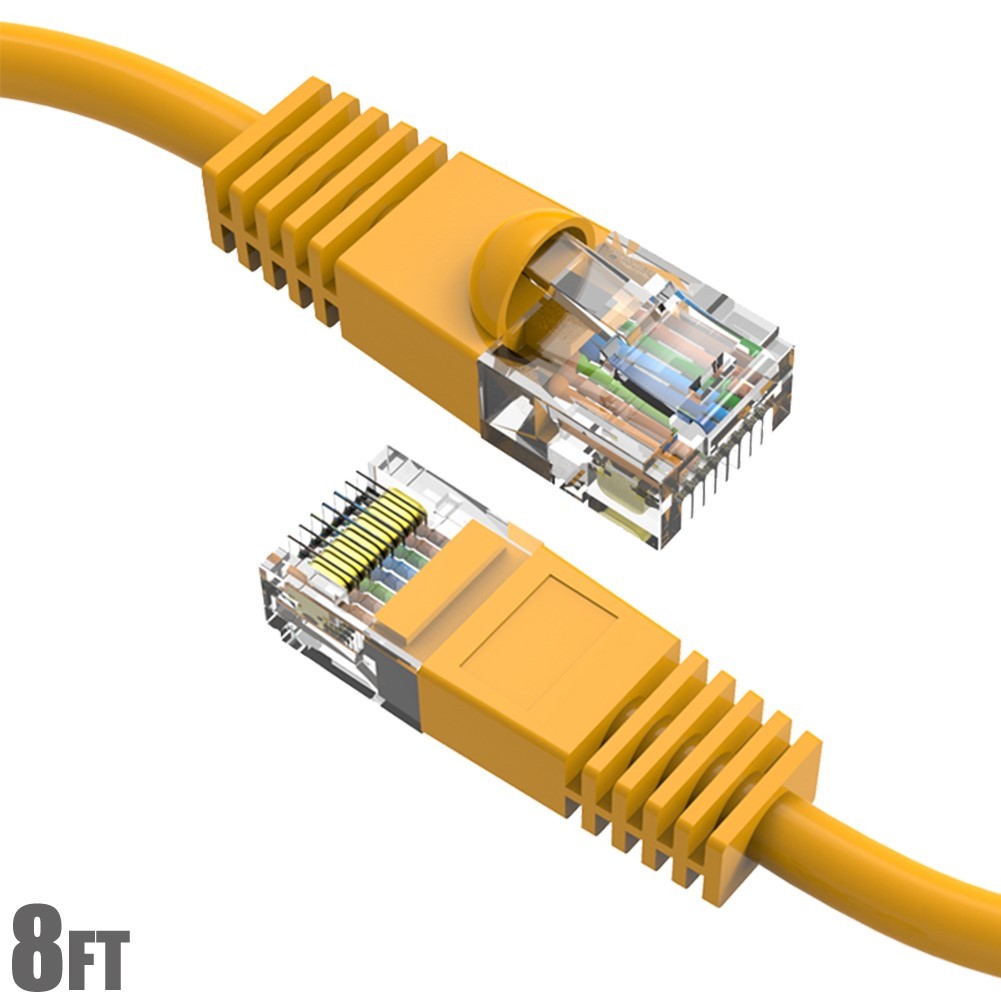 8FT Cat5E RJ45 Network LAN Ethernet Patch Cable UTP Copper Wire 24AWG Yellow