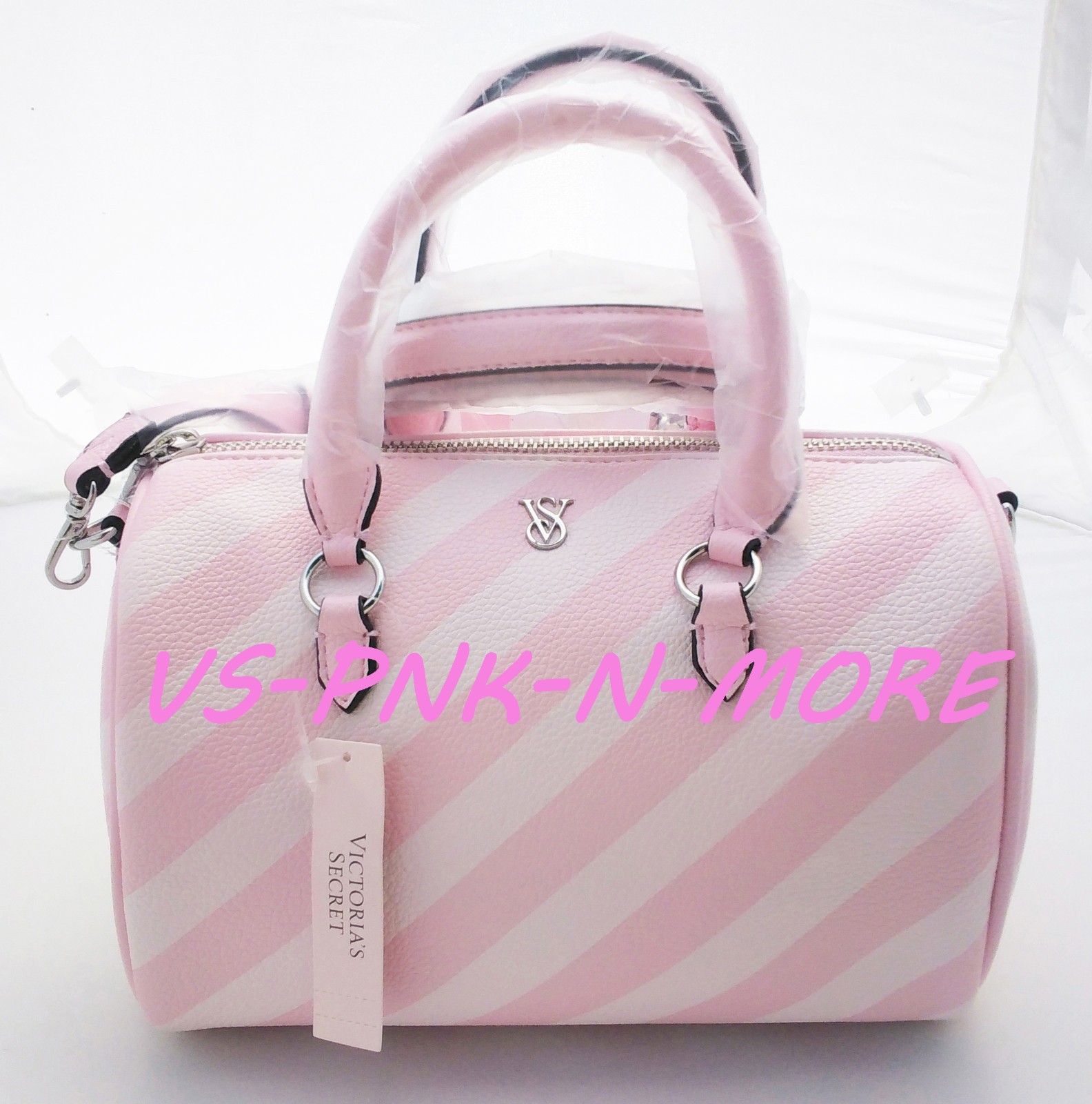 Victoria's Secret VS Mini Duffle Crossbody Bag Purse Pink Stripe
