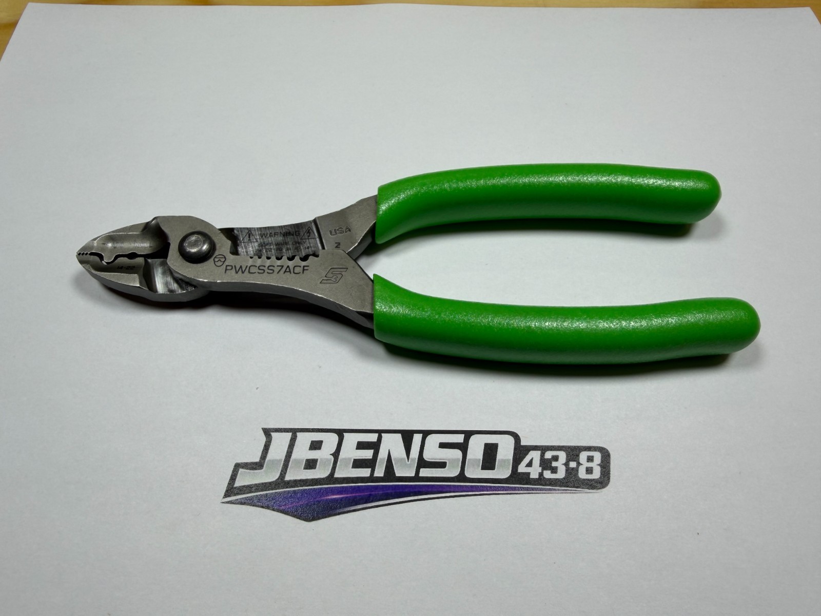 Snap-on Tools USA NEW GREEN Soft Grip 7" Wire Stripper Cutter Crimper PWCSS7ACFG