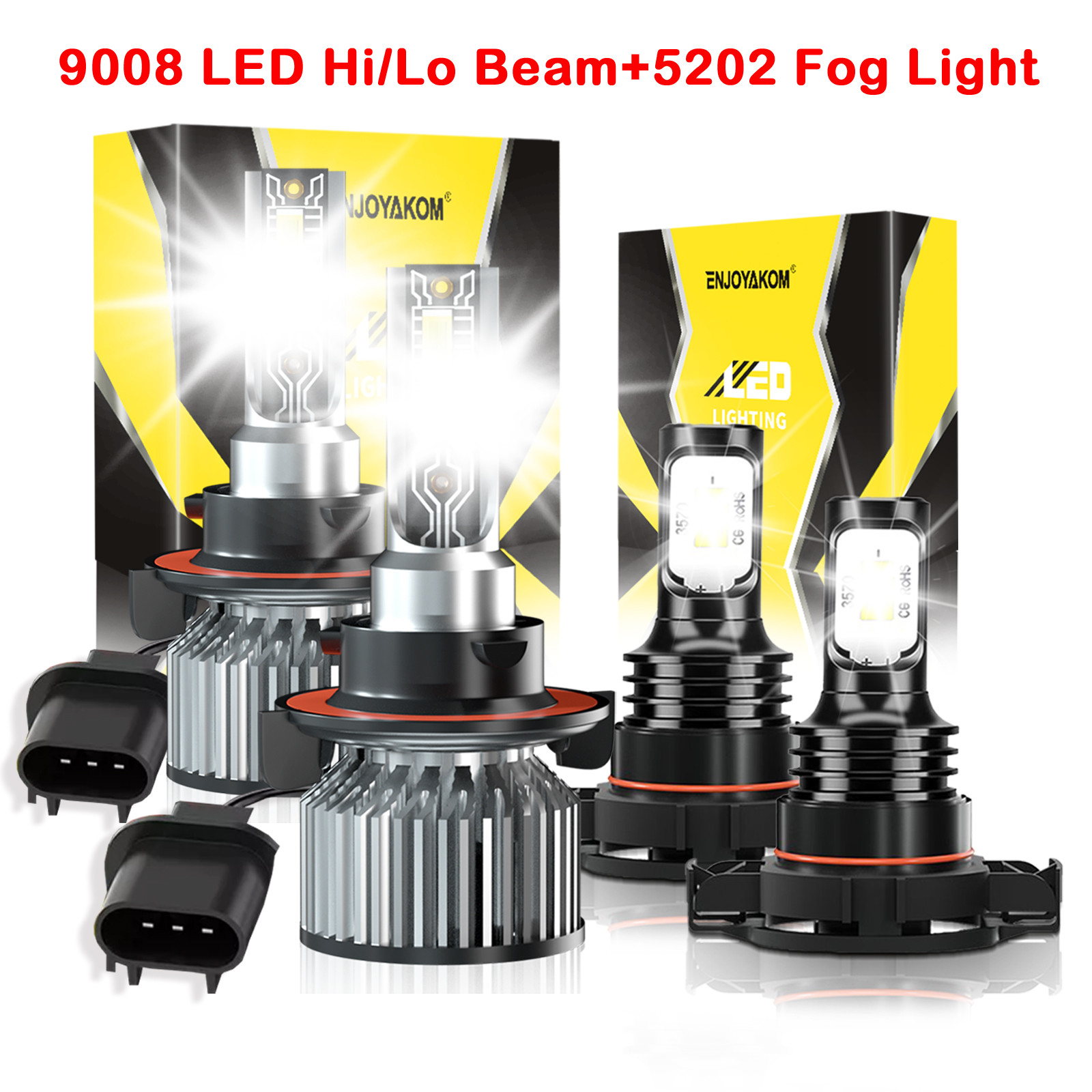 For GMC Yukon 2007 - 2014 4x 6500k Combo LED Headlight Hi/Low Fog Light Bulbs