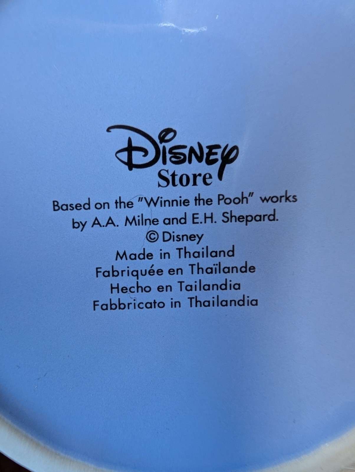 Disney Store Winnie the Pooh Mug Blue Ceramic Laughing Character Design