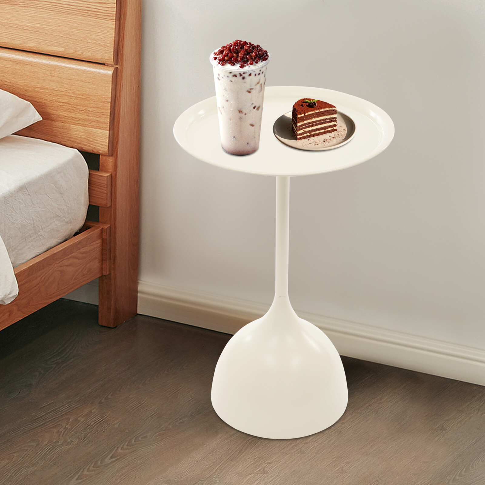 Modern Round Side Table in Cream White – Stylish & Durable Design