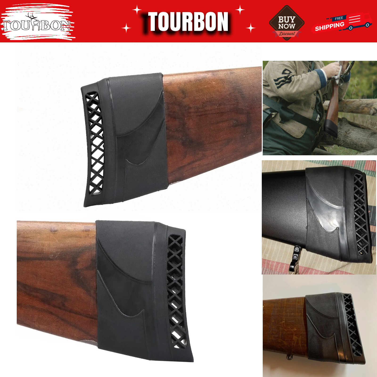 Shooting Slipon Rubber Recoil Pad Hunting Rifle/Shotgun Buffer Cover Protector