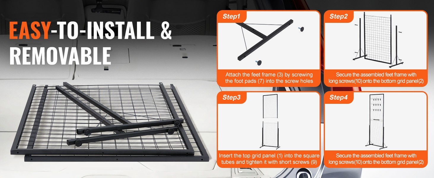 Double Sided Grid Wall Display Rack Panels w/ Hooks Retail Craft Show Stand