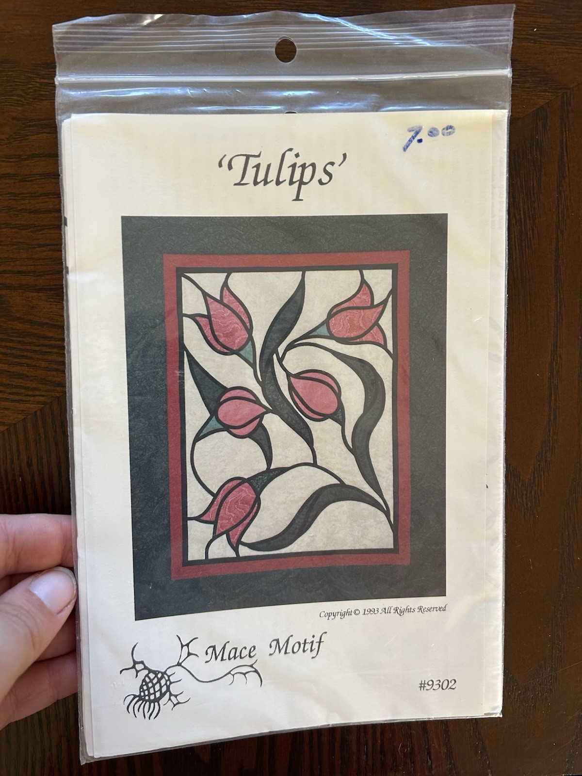 Mace Motif Quilting Pattern Tulips Vintage 9302
