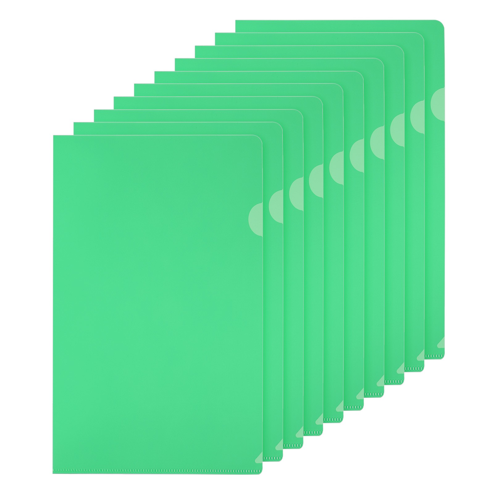 L Type Folders 50 Pack A4 Plastic File  Pockets Clear Jacket Sleeves Green